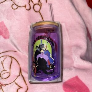 Disney Villains Purple Glass Jar with Straw